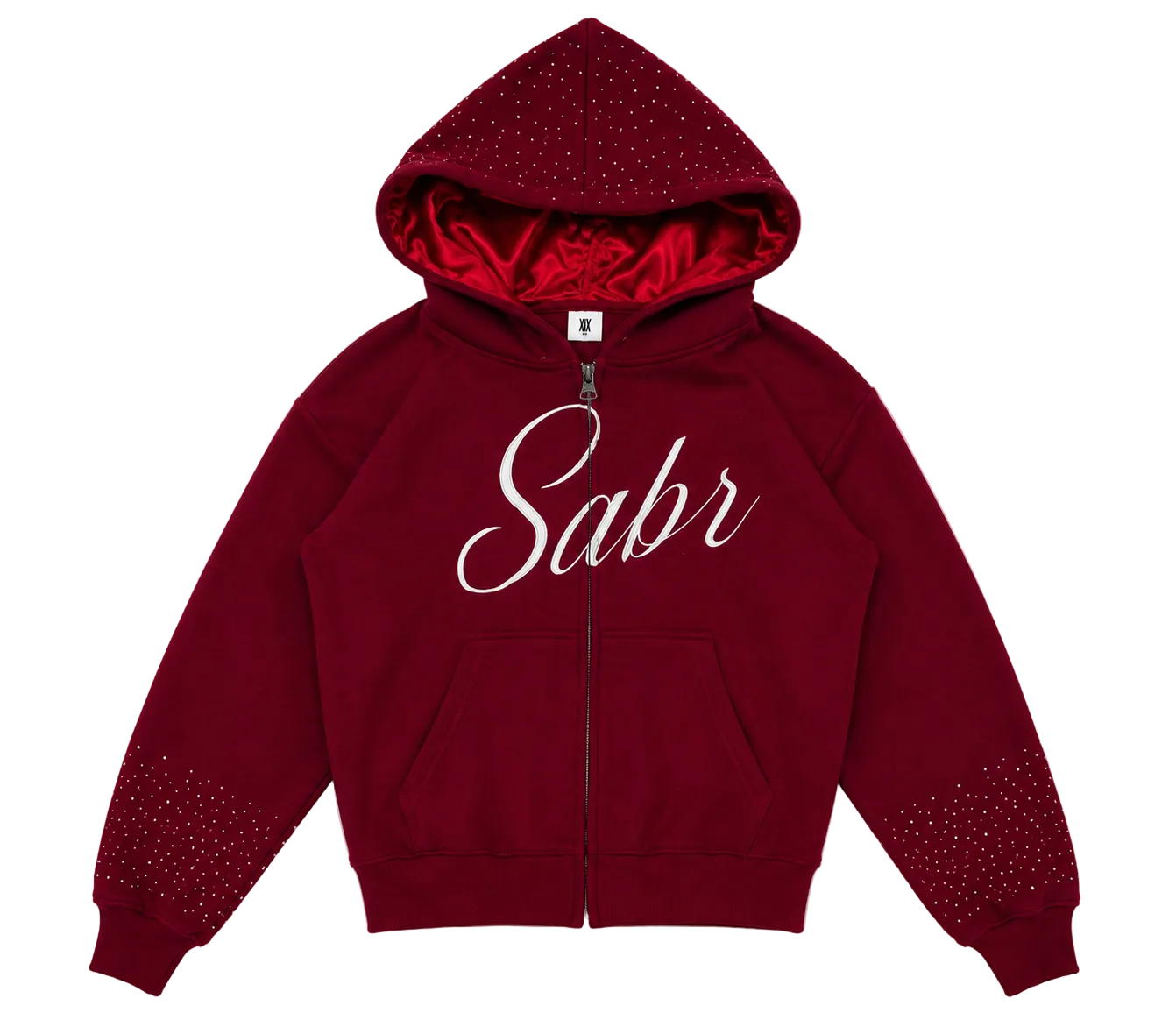 “DARK RED” Double Satin Hood, Zip-Up