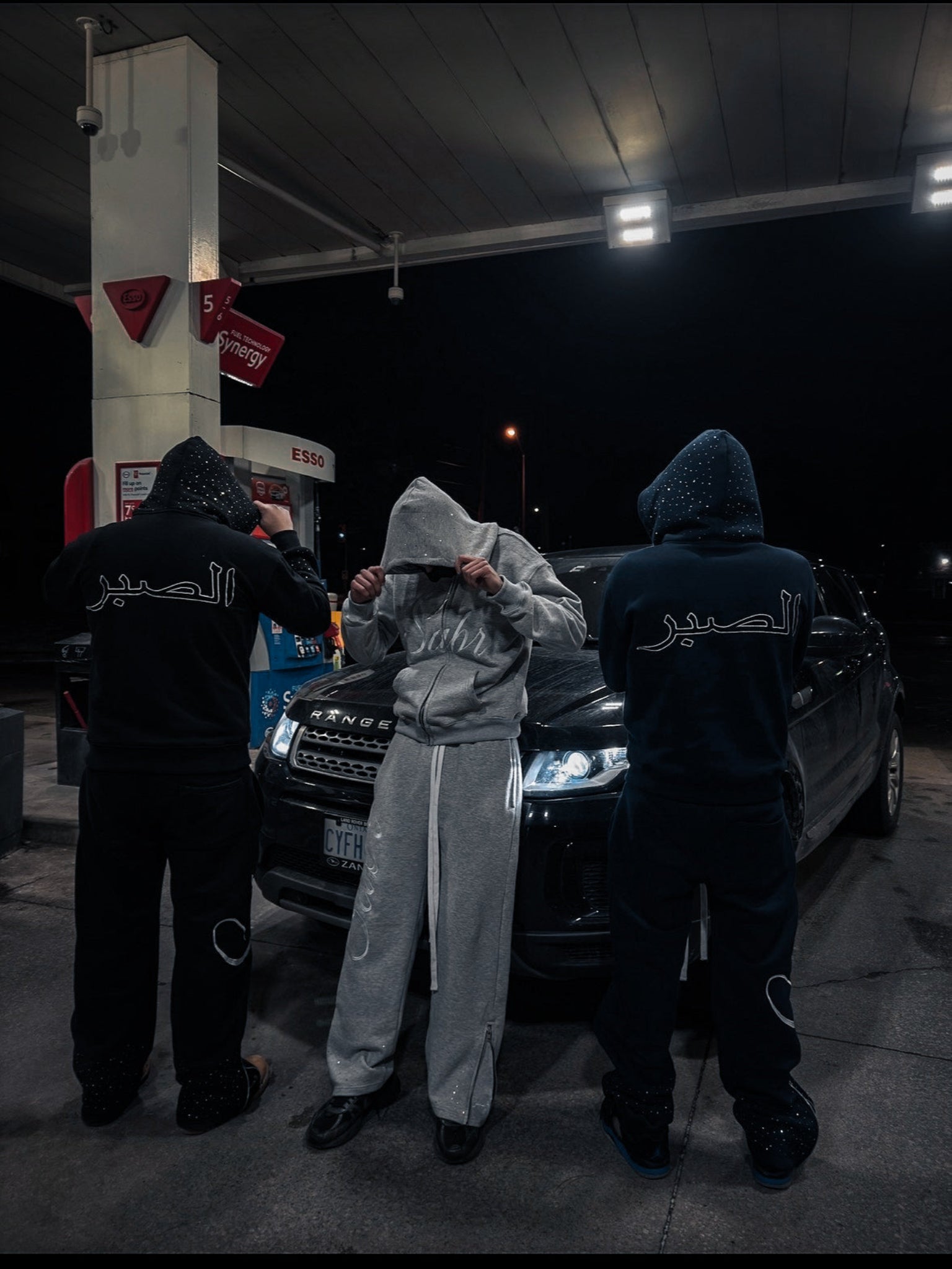 SABR Rhinestone Dual-Satin-Hood Tracksuits